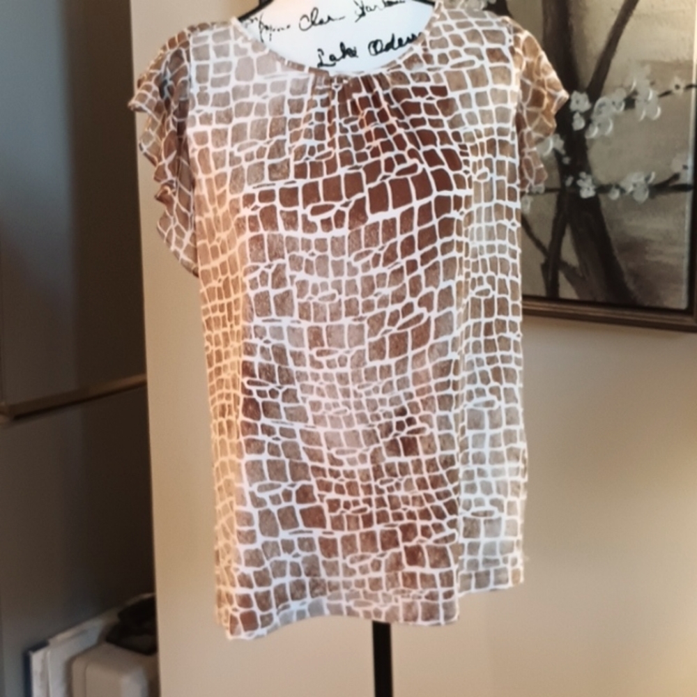 Calvin Klein Short Sleeve Giraffe Print Blouse